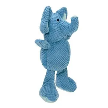 goDog Checkers Elephant Squeaky Plush Dog Toy, Chew Guard Technology - Blue, Large