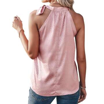 BTFBM Women Sleeveless Tie Mock Neck Summer Tops Loose Casual Side Bow Satin Halter Tank Top Blouse ...