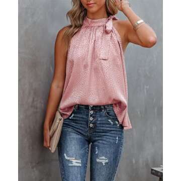 BTFBM Women Sleeveless Satin Casual Summer Top