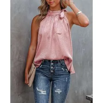 BTFBM Women Sleeveless Satin Casual Summer Top