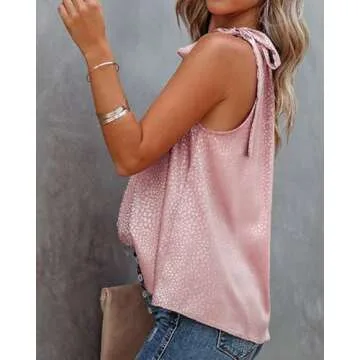 BTFBM Women Sleeveless Satin Casual Summer Top