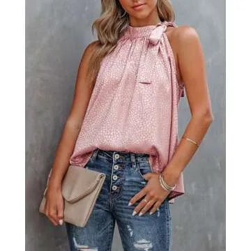 BTFBM Women Sleeveless Satin Casual Summer Top