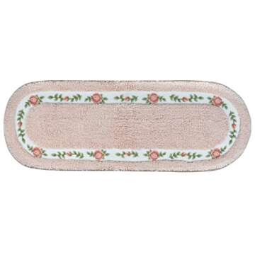 ABREEZE Rose Flower Area Rugs for Living Room Bedroom Non Slip Door Mat Ultra Soft Washable Rug Absorbent Bath Rug Floor Mat Carpet Kitchen Mat 17.71x49.21 Inch Pink