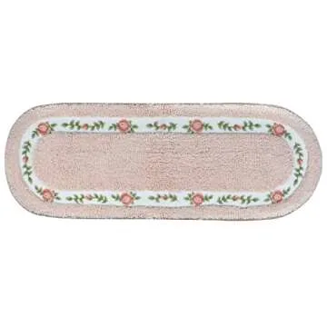 ABREEZE Rose Flower Area Rugs for Living Room Bedroom Non Slip Door Mat Ultra Soft Washable Rug Absorbent Bath Rug Floor Mat Carpet Kitchen Mat 17.71x49.21 Inch Pink