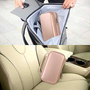 Canboc Hard Carrying Case for Halo Bolt Air 58830 mWh/Halo Bolt Air+ 55500 Portable Emergency Power, Car Jump Starter Charger Power Bank, Mesh Bag fit Jump Cables, AC Outlet, Charger, Rose Gold