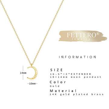 Fettero Gold Crescent Moon Necklace - Elegant & Dainty