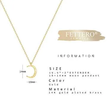 Fettero Gold Crescent Moon Necklace - Elegant & Dainty