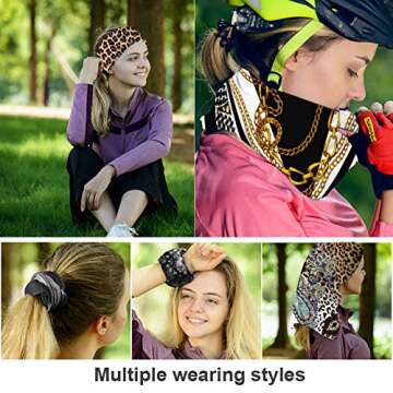 3 Pcs Bandana Face Covering Mask for Women - Leopard Ear Loops Neck Gaiters for Dust Wind Motorcycle Cycling Face Scarf