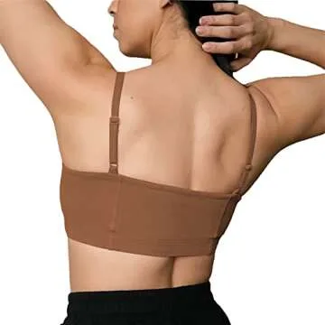 Aoxjox Women's Workout Bandeau Sports Bras Training Fitness Running Yoga Crop Tank Top (Dandelion Brown, Small)