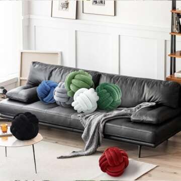 Knot Pillow Ball-Shaped Decorative Throw Pillows,Silver 20cm Cute Couch Cushion Knotted Plush Pillow Suitable for Living Room Bed Decoration Handmade Braided Throw Pillows