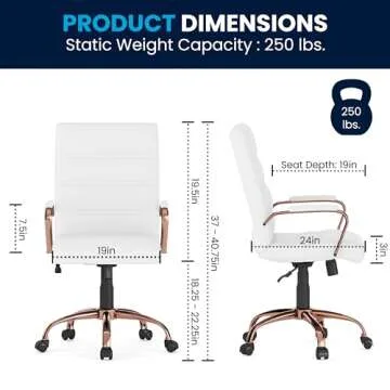 Stylish Mid-Back LeatherSoft Desk Chair with Armrests