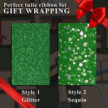 Gold Glitter Tulle Rolls 6 Inch by 50 Yards Sparkle Fabric Ribbon for Christmas Gift Wrapping DIY Tu...