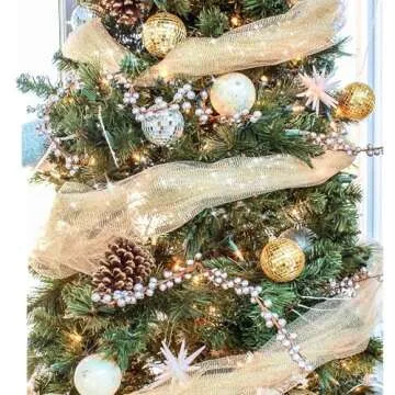 Gold Glitter Tulle Rolls 6 Inch by 50 Yards Sparkle Fabric Ribbon for Christmas Gift Wrapping DIY Tutu Skirt Sewing Bow Wedding Halloween Decorations Craft Supplies