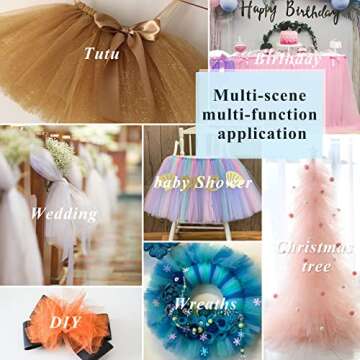 Gold Glitter Tulle Rolls 6 Inch by 50 Yards Sparkle Fabric Ribbon for Christmas Gift Wrapping DIY Tutu Skirt Sewing Bow Wedding Halloween Decorations Craft Supplies