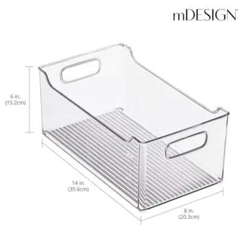 mDesign Clear Storage Organizer Bin for Kitchen & Pantry