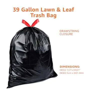 Amazon Basics Lawn & Leaf Drawstring Trash Bags, 39 Gallon, 40 Count