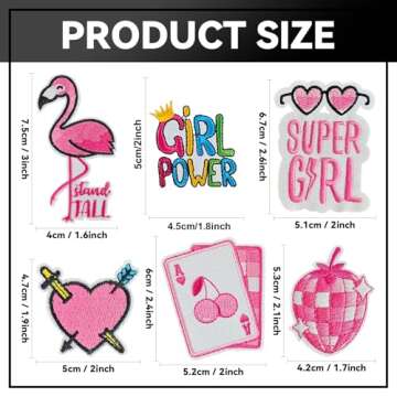 GYGYL 45Pcs Girls Iron on Patches - Vibrant Embroidered Designs