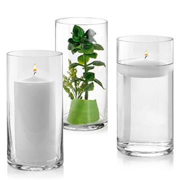 Elegant Set of 3 Glass Cylinder Vases for Decor