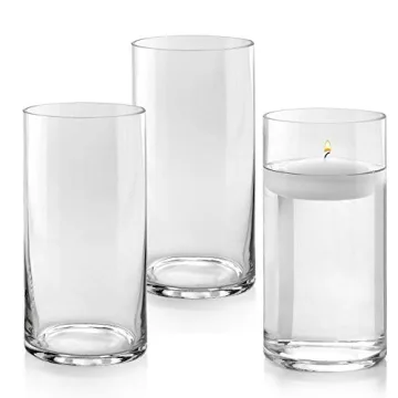 Elegant Set of 3 Glass Cylinder Vases for Decor
