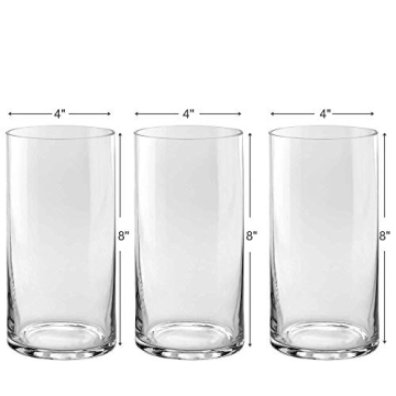 Elegant Set of 3 Glass Cylinder Vases for Decor