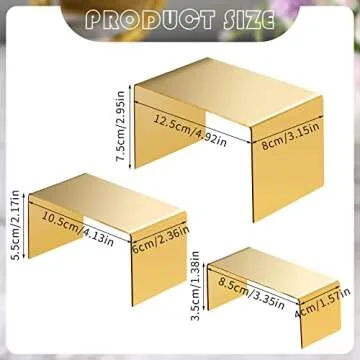 Vicenpal 3 Pcs Gold Display Stands Stainless Steel Cake Dessert Display Stand Perfume Display Risers...