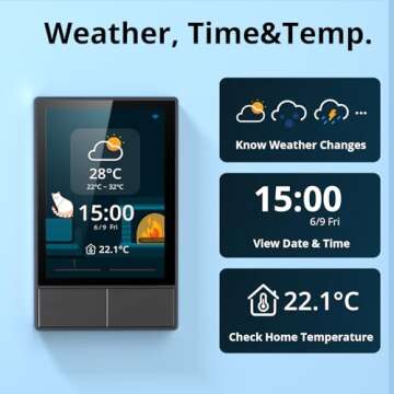 SONOFF Smart Switch, 2-Switch Panel Home Control, WiFi Smart Scene Wall Switch with Touchscreen, Smart Temperature Function, Lights Control, Compatible with Alexa and Google Home, NSPanel,Black