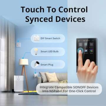 SONOFF Smart Switch, 2-Switch Panel Home Control, WiFi Smart Scene Wall Switch with Touchscreen, Smart Temperature Function, Lights Control, Compatible with Alexa and Google Home, NSPanel,Black