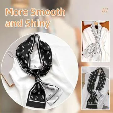 Dailyacc Hair Scarf for Women Fashion Silky Satin Headscarf Wrap Breathable Lightweight Neck Scarves For Handbag Accessories（Long 59"*5.9"