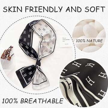 Dailyacc Hair Scarf for Women Fashion Silky Satin Headscarf Wrap Breathable Lightweight Neck Scarves For Handbag Accessories（Long 59"*5.9"