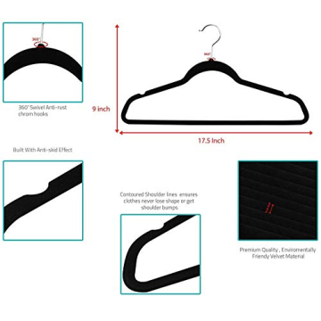 Utopia Velvet Hangers 150 Pack Non-Slip Black Hangers