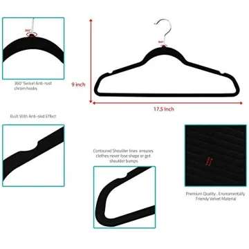 Utopia Velvet Hangers 150 Pack Non-Slip Black Hangers