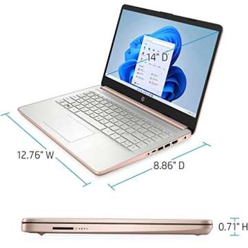 HP 14" Chromebook for Student and Business, HD Thin and Light Chromebook Laptop, Intel Celeron Processor N4120, 4GB RAM, 64GB eMMC, HDMI, Wi-Fi, Bluetooth, Chrome Os, Rose Gold, with 5ave Mousepad