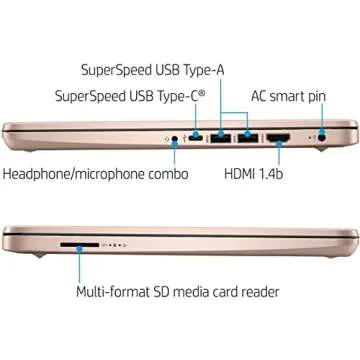 HP 14" Chromebook for Student and Business, HD Thin and Light Chromebook Laptop, Intel Celeron Processor N4120, 4GB RAM, 64GB eMMC, HDMI, Wi-Fi, Bluetooth, Chrome Os, Rose Gold, with 5ave Mousepad
