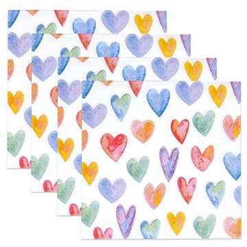 Gift Boutique 100 Colorful Heart Cocktail Beverage Napkins Disposable Paper Love Hearts Dessert Napkin for Spring Summer Valentine's Day Wedding Tea Party Bridal Baby Shower Supplies Tableware Decor