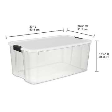 Sterilite 4-Pack Ultra Latching Box, Large Storage Bins w/ Lids, Clear Plastic, 116 Quart