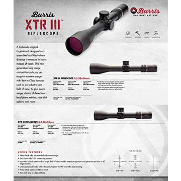 Burris, XTR III Riflescope, 5.5-30x56mm, 34mm Tube, SCR MOA Reticle, Matte Black (201211)