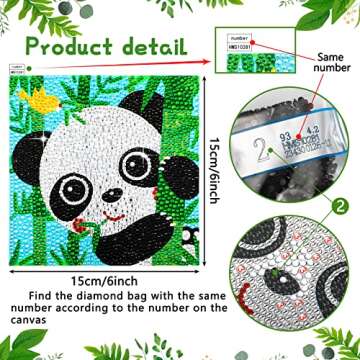 Charniol 8 Pieces Diamond Art Kit for Kids Crafts for Kids DIY Animal 5D Diamond Painting Kits for Kids Ages 8-12 Gem Art by Number Dots Kits for Boys & Girls for Birthday Gifts, 6X6 inch