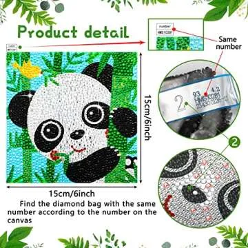 Charniol 8 Pieces Diamond Art Kit for Kids Crafts for Kids DIY Animal 5D Diamond Painting Kits for Kids Ages 8-12 Gem Art by Number Dots Kits for Boys & Girls for Birthday Gifts, 6X6 inch