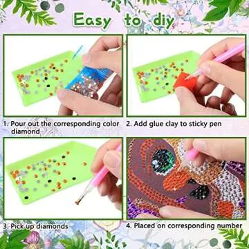 Charniol 8 Pieces Diamond Art Kit for Kids Crafts for Kids DIY Animal 5D Diamond Painting Kits for Kids Ages 8-12 Gem Art by Number Dots Kits for Boys & Girls for Birthday Gifts, 6X6 inch