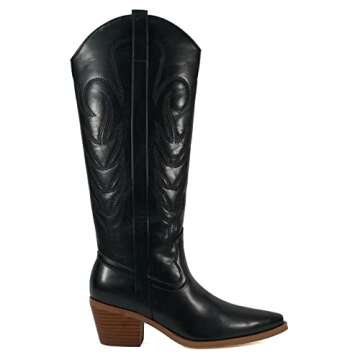 ARIDER ARiderGirl Jessie Women's Embroidery Knee High Boots (Black, 8)