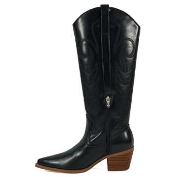 ARIDER ARiderGirl Jessie Women's Embroidery Knee High Boots (Black, 8)