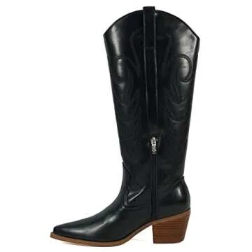 ARIDER ARiderGirl Jessie Women's Embroidery Knee High Boots (Black, 8)