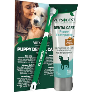 Vet’s Best Puppy Dental Kit – Toothbrush & Toothpaste for Healthy Gums and Fresh Breath