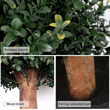 2FT Artificial Boxwood Topiary Balls with Lights