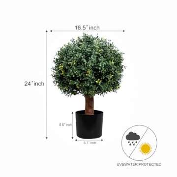 2FT Artificial Boxwood Topiary Balls with Lights