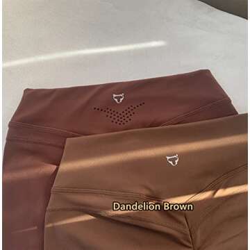 TomTiger Women's Yoga Pants High Waisted Workout Yoga Leggings for Women Butt Lifting Tummy Control Booty Tights (Dandelion Brown, S)