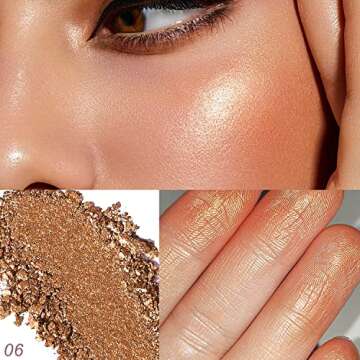 YOUNG VISION Baked Highlighter Powder Palette, Sheer Pearl Shimmer Shades for Face Highlighter Makeup, Highly Pigmented Iluminadores de Maquillaje, 0.19 Oz(Pack of 1)