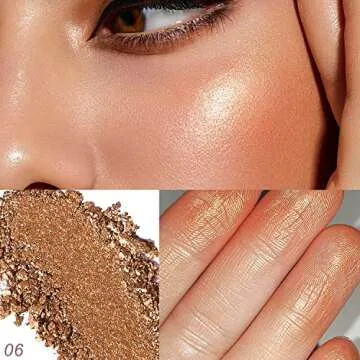 YOUNG VISION Baked Highlighter Powder Palette, Sheer Pearl Shimmer Shades for Face Highlighter Makeup, Highly Pigmented Iluminadores de Maquillaje, 0.19 Oz(Pack of 1)