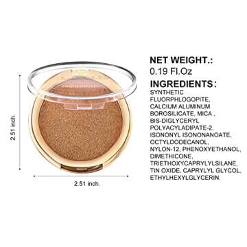 YOUNG VISION Baked Highlighter Powder Palette, Sheer Pearl Shimmer Shades for Face Highlighter Makeup, Highly Pigmented Iluminadores de Maquillaje, 0.19 Oz(Pack of 1)