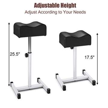 Giantex Pedicure Footrest Technician Nail Equipment, Salon Spa Beauty Footrest Home Pedicures with Height Adjustable Seat, Non-Slip Legs and Padded Seat Simple assembly Manicure Stool(Black)